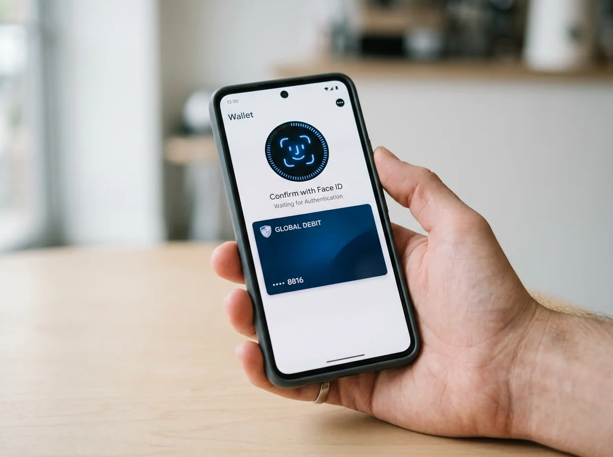 iPhone με ανοιχτό Apple Pay και στοιχηματική εφαρμογή, Face ID επιβεβαίωση